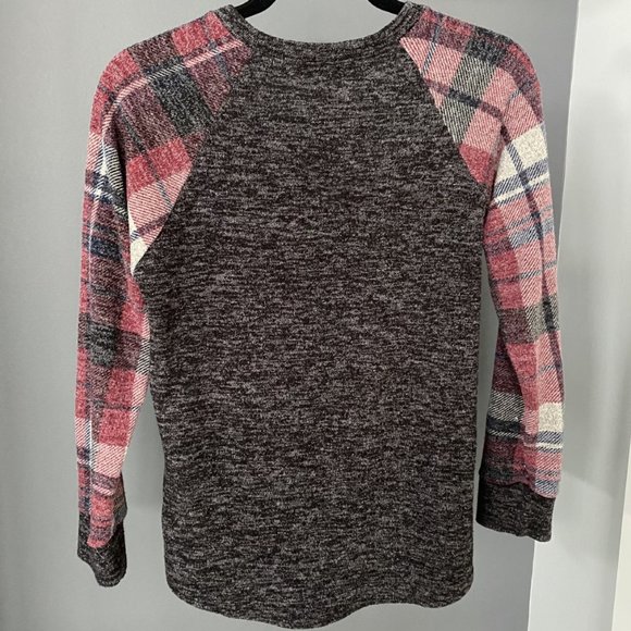 Red Plaid and Charcoal Grey Sweater Size M - Picture 3 of 8